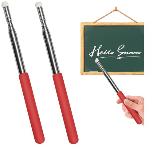 Klerbesh 2 Unidades Puntero Telescópico 1.2m, Varilla Extensible de Acero Inoxidable, Mango Antideslizante, para Enseñanza, Presentaciones y Pizarras Blancas,Diseño Portátil y Resistente (2PC Rojo)