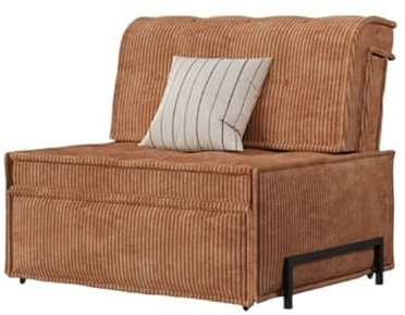 Modern Bäddsoffa, bäddsoffa med justerbart ryggstöd, lämplig for små lägenheter, vardagsrum, sovrum, korridorer Sovfåtölj(Bruin)