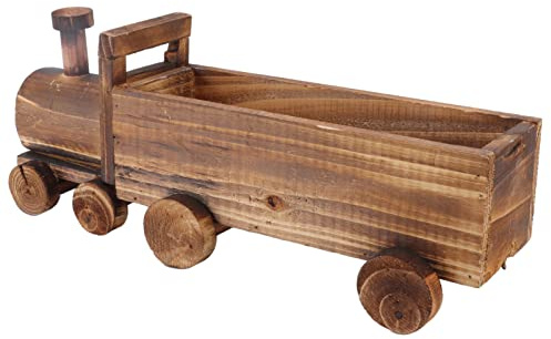 Ghzste Wooden Planters Cartoon Train Shape Succulent Flower Pot, Good Ventilation, Fir Wooden Flower Pot for Garden, Home Office