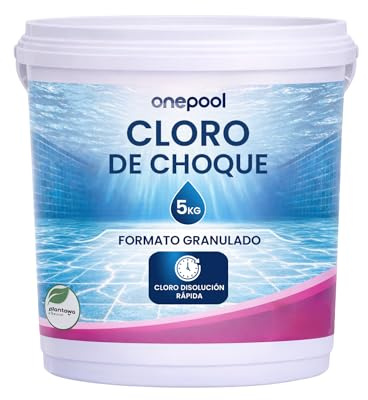 Onepool Cloro Granulado Choque 5 kg | Cloro Rápido para Piscina | Disolución Rápida y Acción Intensiva | Recupera el Agua y Mantenimiento Inicial | Fácil Aplicación