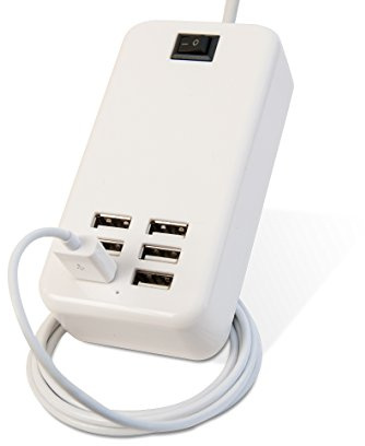 iN TECH USB Hub Extension Lead USB Smart Plug - 6-Port Power Supply Charger Station with Surge Protector 3.5A Charge Adapter with UK Plug and 1.5m Extension Lead