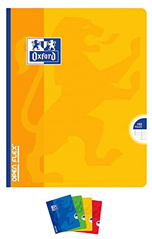 OXFORD Openflex 3 Hefte, broschiert, 17 x 22 cm, 192 Seiten, große Karos, 90 g, zufällige Farbauswahl