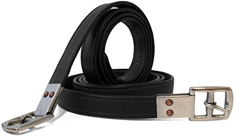 QHP Steigbügelriemen Extra Stark aus Leder mit Edelstahl-Schnallen (150 cm, Schwarz)
