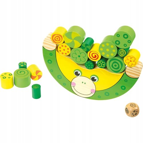small foot Balancierfrosch aus natürlichem Holz, 100% FSC-zertifiziert, Motorikspielzeug mit Würfel, ab 3 Jahren, 11058