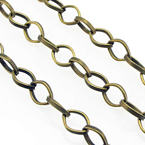 1m Metallkette Gliederkette 7x6mm Ankerkette bronzefarben Schmuckkette Rohling