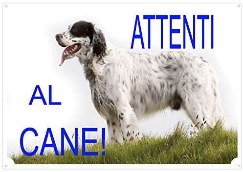 Cartello Targa ATTENTI AL CANE da Cancello SETTER cm 30 x 21,5