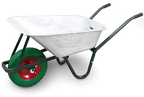 BITUXX® Schubkarre 100L / 250Kg Schubkarren Scheibtruhe Schiebkarre Bauschubkarre Verzinkt mit PU Rad 4.80/4.00-8 mit Achse(Grün)
