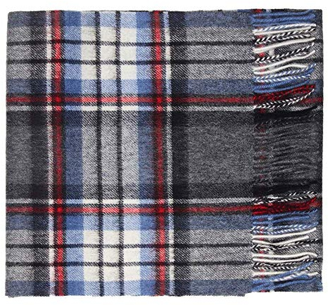 Tartan-halsduk i ren lammull, Grå Stewart