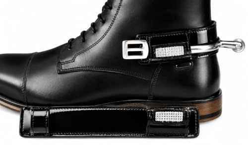 Tysons Breeches Sporenschutz Stiefelschutz Leder Lack Braun Schwarz Stiefel Schutz Glitzer Strass (Lack Schwarz - lang Silber)
