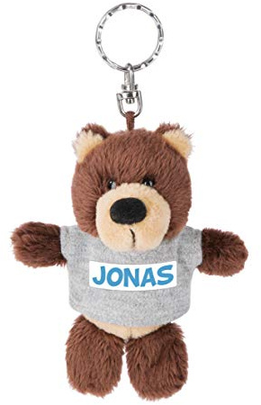 NICI 44678 Schlüsselanhänger Bär mit T-Shirt Jonas 10cm, Braun