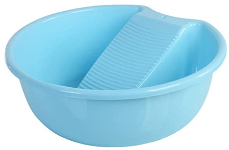 MZD Washboard Basin for Hand Washing Clothes and Small Delicate Articles, Blue, Plastic, 16.8 x 16.8 x 4.8, Countertop, Utility