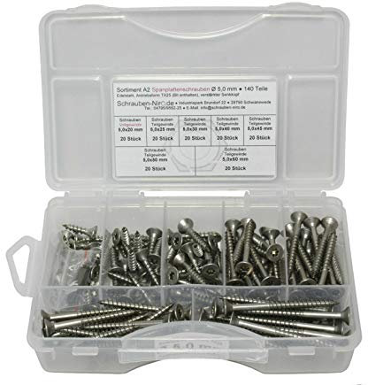 Sortimente Set Spanplattenschrauben/Ø 5,0 mm/Edelstahl A2 V2A / Holzschrauben Universalschrauben/Torx