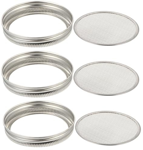 VILLCASE Sprouting Jar Deckel Edelstahl 3Er Set 86 Mm Sieb Für Schraubgläser Deckelsieb Für Keimglas Mit Abtropffunktion Für Sprossen Kaffee Tee Saft Brühe Und Pulver