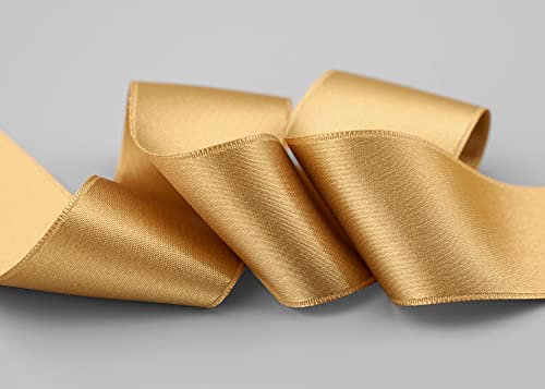 25 m x 40 mm Satinband GOLD (634) doppelseitiges Schleifenband aus Satin ohne Draht weich und glänzend Geschenkband Deko Band double face Dekoband Dekorieren Basteln