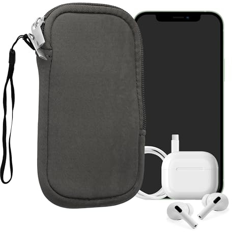 kwmobile Handytasche für Smartphones M - 5,5 - Neopren Handy Hülle Stone Dust - Handy Tasche 15,2 x 8,3 cm Innenmaße