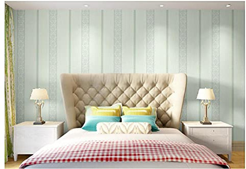ZZDXL Tapeten Hellgrüne Streifen Tapete Vliestapete 10 M X 0,53 M,3D Tapete Für Schlafzimmer Wohnzimmer Oder Küche,Modern Klassisch Elegance Tapete Kinderzimmer,Wandtapete Jungen Mädchen