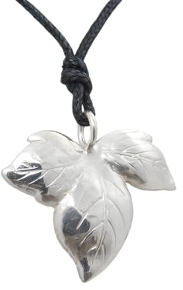 Feuille D'Lierre : Pendentif en Argent 925 - Lierre Porte-Bonheur - Grimpante - Pendentif Avec Ras-Du-Cou En Corde