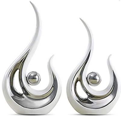 LGYKUMEG Stilvolle Skulptur Aus Keramik,Home Deko Wohnzimmer Modern Abstrakte Skulptur Deko, Dekoration Schlafzimmer Tischdekoration Büro Skulpturen Und Statuen,Weiß,2pcs