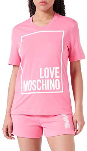 Love Moschino Camiseta de Manga Corte estándar, Fucsia, 40 para Mujer