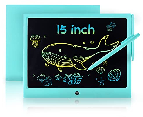 LCD Writing Tablet for Kids, 15 Inch Colorful Electronic Doodle Board, Educational Learning Kids Drawing Tablet Toys, Christmas Birthday Gift for 3 4 5 6 7 8 9 Year Old Girls Boy
