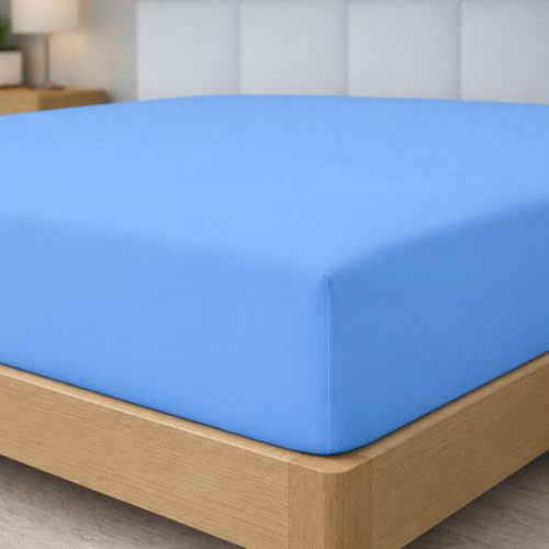 Degrees Home - COLLEZIONE - Lenzuolo con angoli 90 x 190 x 33 - Regolabile - Microfibra poliestere garzata - Blu