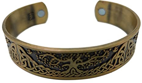 AB Viking Crafts Wikinger Yggdrasil Lebensbaum II Magnet Armband Farbe Antik Gold mit Schmuckbeutel