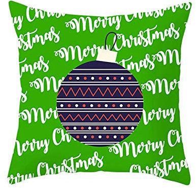 Funda de cojín para otoño, moderna, 50 x 50 cm, color verde, lila, árbol de Navidad con bola, decoración del hogar para silla, sofá de coche