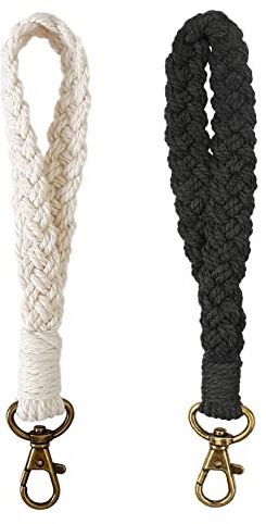 AOKSUNOVA 2 Stück Schlüsselanhänger Makramee Armband Schlüsselband Frau Schlüsselband Kurz Boho Lanyard