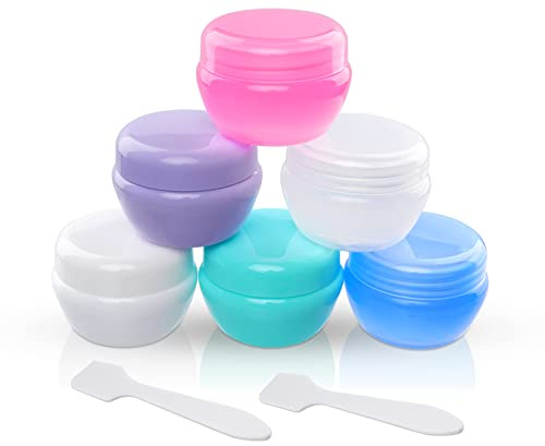 Cosywell Small Plastic Travel Jars for Creams - TSA Approved Refillable Cosmetic Containers - Leak-proof Travel Size Containers with Lid for Lotion, Makeup, Cosmetics - 6 Pieces