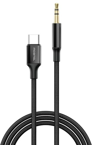 Mobitel USB C to AUX Cable 2M, USB C to 3.5mm Jack Audio Cable with DAC Hi-Fi Stereo Sound, Nylon Braided Type C Aux Lead for Car Stereo Headphones Speakers iPhone 17 16 15 Samsung Galaxy Pixel iPad