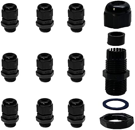 Alkan Glándulas de cable de plástico M16 x 1,5 IP68 negro, 10 unidades, 5-10 mm