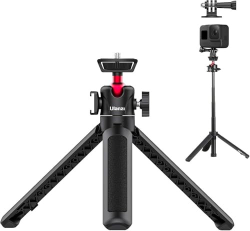 Ulanzi MT-16 Mini trépied de vlogging pour appareil photo avec rotule 360 ° Vis 1/4 Vis Cold Shoe Mount, Mini trépied extensible 22 cm à 44 cm, petit trépied pour appareil photo DLSR, Canon, Nikon