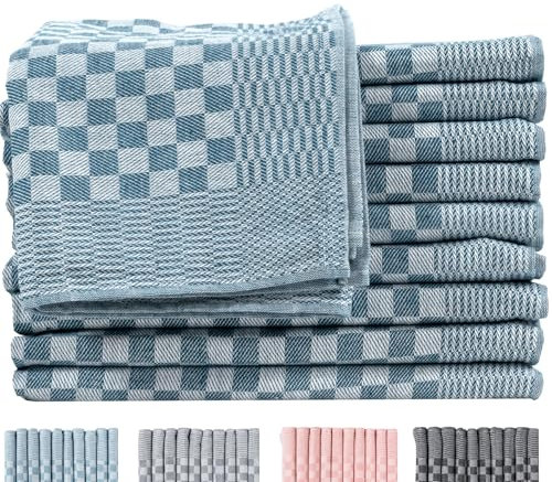Zestri Profi Zwirn Grubentücher 50x70 cm | 10er-Set Küchenhandtücher | Petrol Kariert | 100% Baumwolle 200 g/m² | Oeko-TEX 100 | Saugstark & Modern | Abtrockentücher Küche Geschirrhandtuch Küchentuch