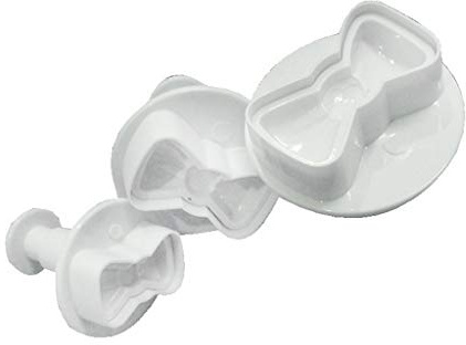 MONOJLY 3-teiliges Set aus Kunststoff, 3D-Mini-Schleifen-Form, DIY-Fondant-Ausstecher, Plätzchen-Stempel