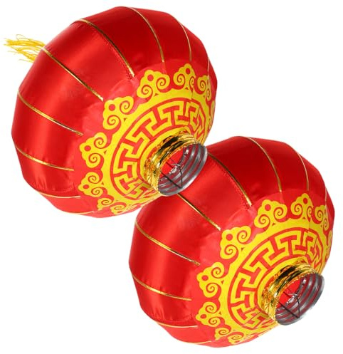 2 Linternas Rojas de Año Nuevo Chino Linternas del Festival de Primavera Linternas Tradicionales de Tela Linternas Decorativas Colgantes de La Suerte para Decoración de