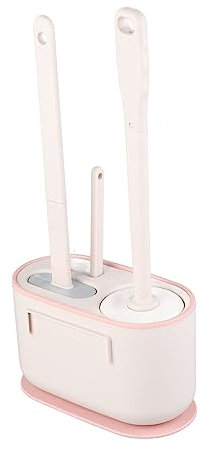 Juego de escobilla de inodoro y soporte, mango largo, cepillo limpiador de inodoro, multifuncional, para colgar en el baño (rosa akura)
