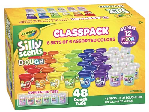 Crayola Scented Dough 48-Pack - Party Favors & Kids Toys, Non-Toxic Crayola Dough Set for Creative Fun, 6 Core Colors & Bonus Neon Dough, Ideal for Classroom & Holiday Activities
