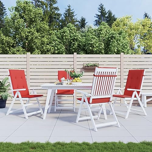 Homgoday Gartenstuhlauflagen Hochlehner 4 STK. Stuhlauflagen Hochlehner Sitzauflagen Sitzkissen Polsterauflagen Stuhlkissen Auflagen für Hochlehner Gartenstuhl Rot 120x50x3 cm Stoff