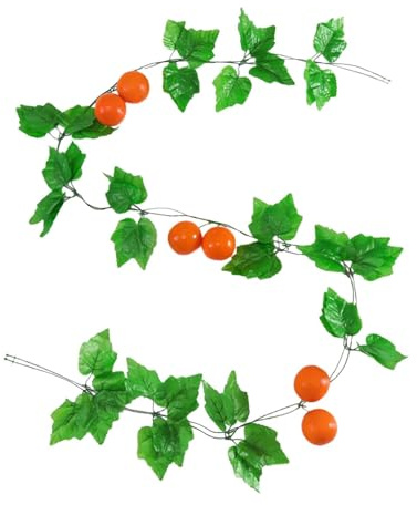 LOVIVER Künstliche Gefälschte Weinrebe mit Mandarine und Blättern, Balkon Deko, Kunstpflanze Girlande, Grünpflanze für Indoor Outdoor Garten Party Wanddekoration, 90,55 Zoll/Stück