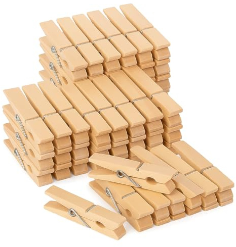 Wooden Pegs 72Pcs Heavy Duty Wooden Clothes Pegs With Metal Coil Spring Durable, Rust-Resistant Strong Grip are Suitable for Indoor and Outdoor Use