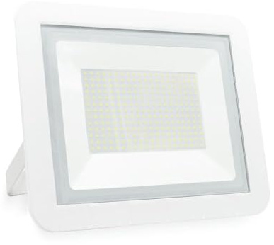 Proyector LED 200W plano blanco, luz fría, ideal para iluminación de exteriores y eventos.