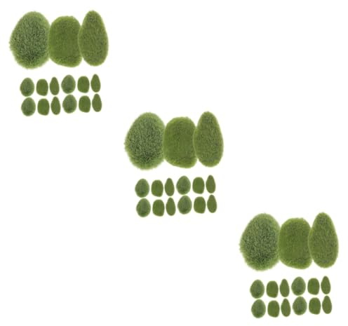 LALAFINA 3sets Realistic Artificial Moss Stones Decorative Balls for Garden Fish Tank Home Faux Mossy Rocks Landscape Decor 15pcs*3