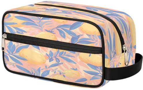 GeMeFv Trousse de toilette à suspendre en forme de feuilles de pomme de terre rose et bleue - Trousse de maquillage portable de voyage de grande capacité pour homme et femme, Feuilles de pomme de