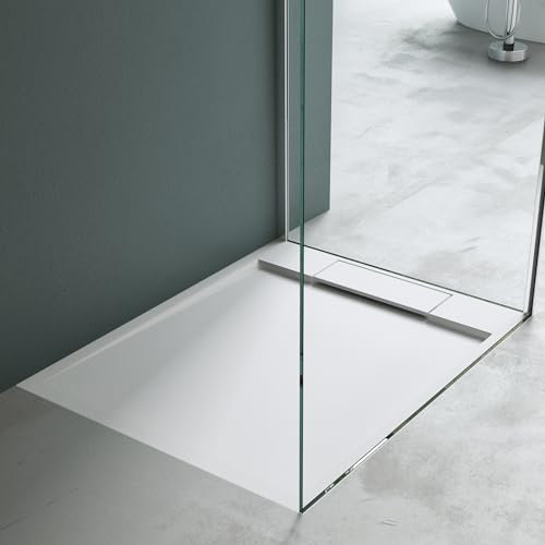 Mai & Mai Duschwanne 75x100x4cm Duschtasse aus Mineralguss Mineralgusswanne Weiß Matt inkl. Ablaufgarnitur06 Geoma04