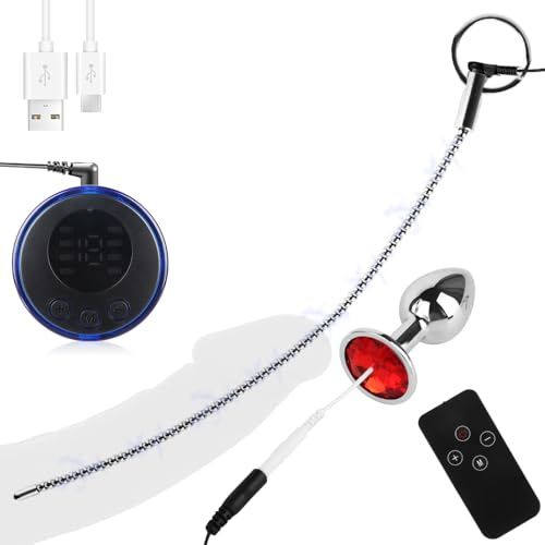 GKLWEJ Dispositivo di stimolazione elettrica giocattolo sessuale, dilatatore elettrico con perline metalliche, plug uretrale e plug anale, giocattolo sessuale uretrale per uomo (4 mm)