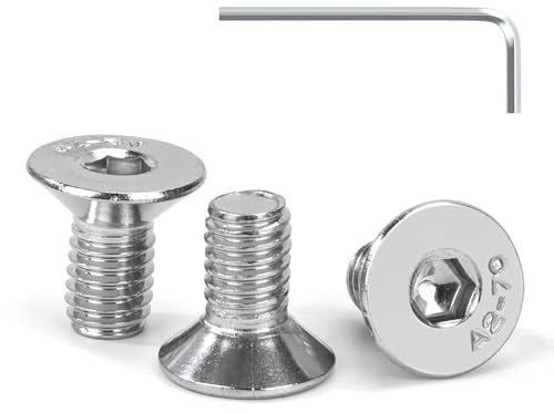 Tunejoy Tornillo Avellanado M6 x 12 mm Tornillos de Cabeza Avellanada Hexagonal de Acero Inoxidable A2 V2A Norma DIN 7991 con llave Allen Rosca Completa 30 Piezas