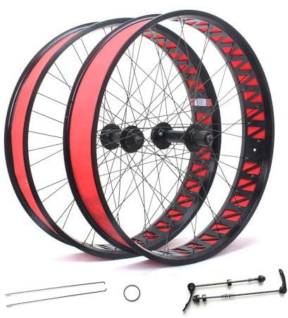 26 Zoll Fat Bike Vorderrad 4.0/4.9''-Reifen Aluminium-Legierung Snow Bike/Beach Bike Laufradsatz Scheibenbremsnaben QR 135mm/190mm 36H Für 7-12 Gang Kassettenfreilauf(Anodic Black,26in A pair)