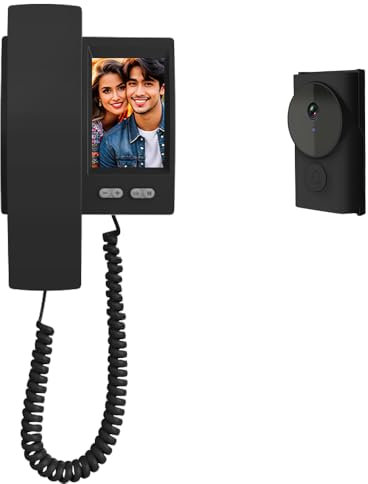 TKMARS Campanello Senza Fili con Telecamera e Schermo, Videocitofono Wireless Senza WiFi con Audio Bidirezionale, Doorbell Citofono Visione Notturna, Grandangolo HD 1080P Nero