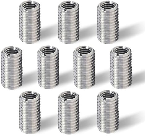 Lot de 10 Inserts Filetés M12 vers M10,15 mm en Acier Inoxydable,Filetage Adaptateurs Manchon Réducteur Écrou,Insert Fileté M12 sur M10,Adaptateur Fileté, Douille Filetée,Kit de Réduction de Filetage