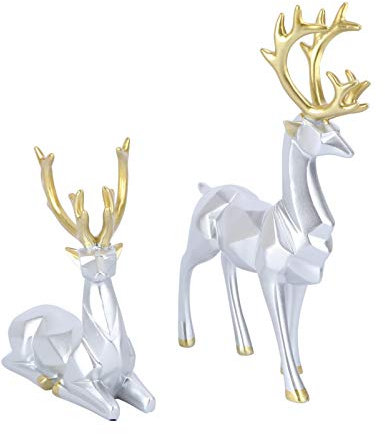 OUNONA Elk Ornament Silver Modern Desk Decor Animal Christmas Adornment for Office Tabletop Display